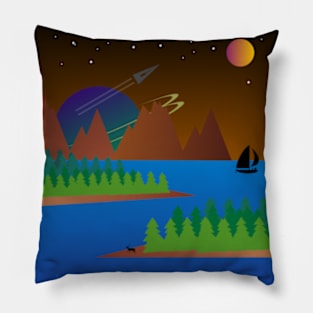 Nature landscape, universe Pillow