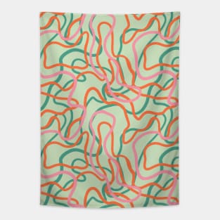 Abstract curvy lines pattern in mint green Tapestry