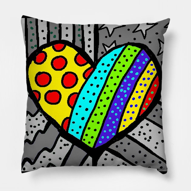 Rainbow,Heart,Grey,Graffiti by LowEndGraphics Pillow by LowEndGraphics