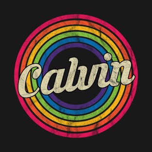 Calvin - Retro Rainbow Faded-Style T-Shirt