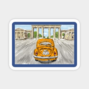 classic car ink illustration, italian art, vintage Magnet