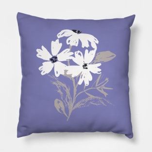 Three flowers on purple background Pillow