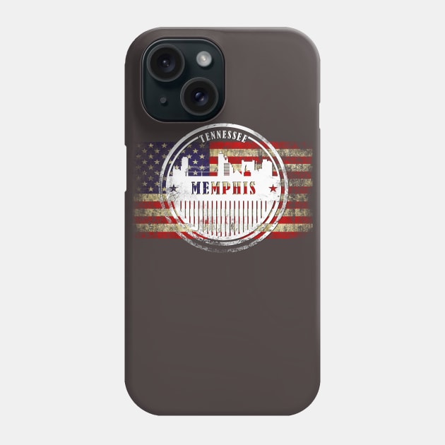 US flag with silhouette Memphis City Phone Case by DimDom