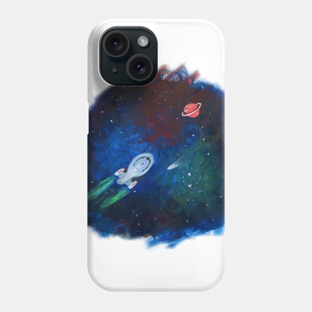 USS Voyager space painting Phone Case by FictionalRed