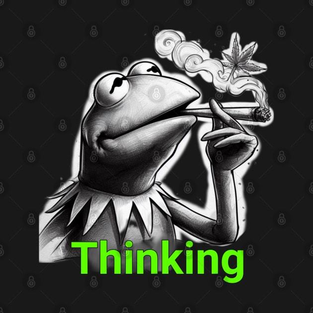 Thinking Kermit the Frog smoking weed dope by DarkWave