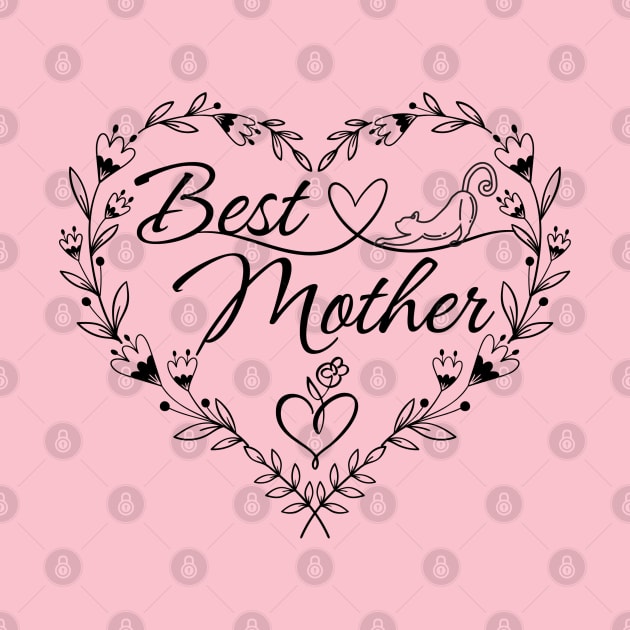 Mother’s Day ‘Best Mother’ floral heart-shaped wreathe design by vwagenet