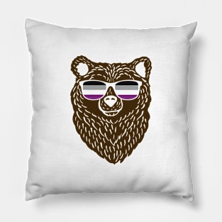 LGBTQ Bear Cool Sunglasses Progressive Asexual Flag Pillow