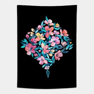 Peach Spring Floral in Watercolors Tapestry