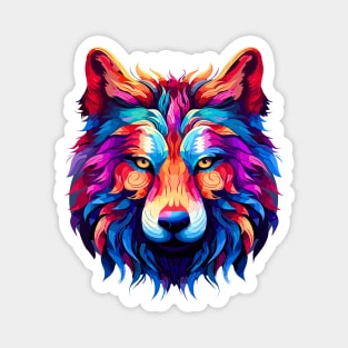 Abstract Chromatic Wolf: Vivid Artistic Portrait Magnet