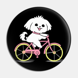 Maltese Bicycle Dog Owner Retro Funny Dog Pin