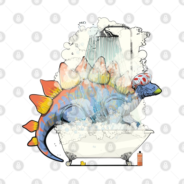 Dinosaur Stegosaurus in the Shower by InTheWashroom