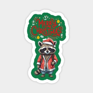 Christmas Raccoon Magnet