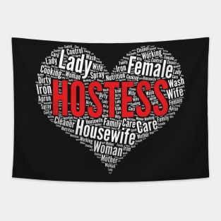 Hostess Heart Shape Word Cloud Design graphic Tapestry