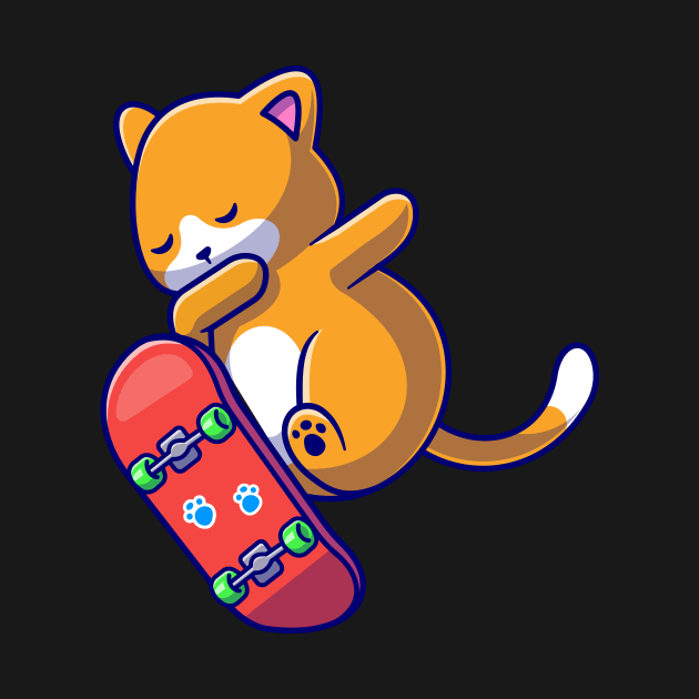 Cute Cat Playing Skateboard Cartoon by Catalyst Labs