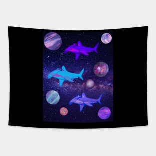 Hammerhead Sharks in Space Tapestry