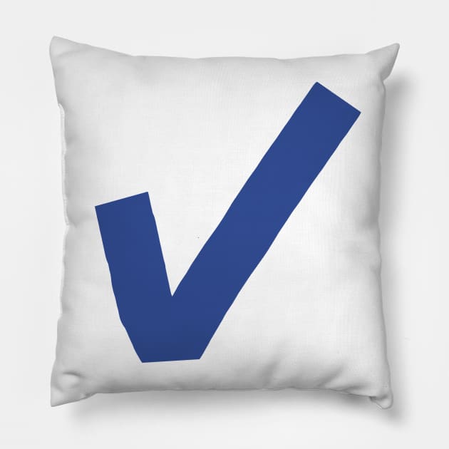 Minimal Blue Check Mark for Positivity Pillow by ellenhenryart