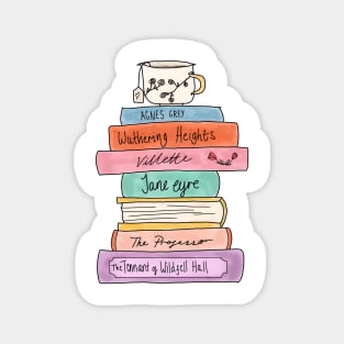 Bronte sisters book stack Magnet