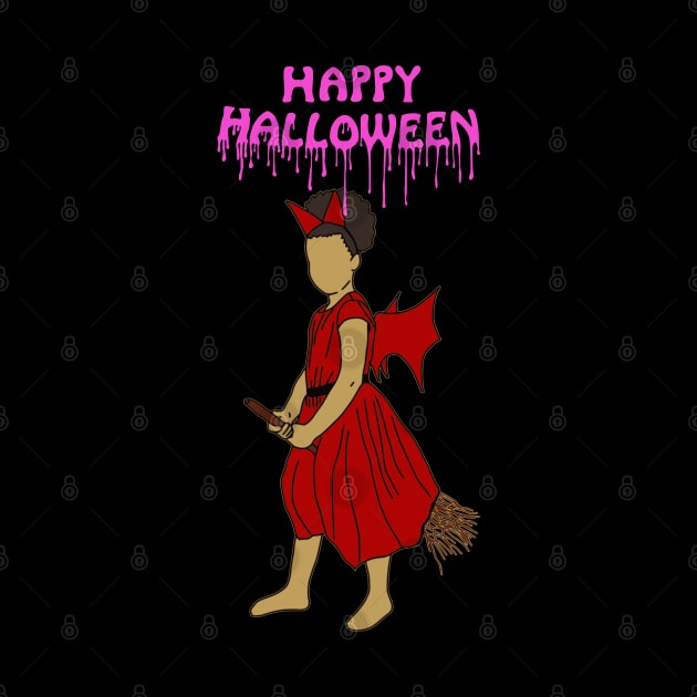 Happy halloween witch on broom pink by DigillusionStudio