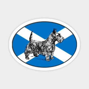 Scottie Dog / Scottish Terrier, with the flag of Scotland Magnet