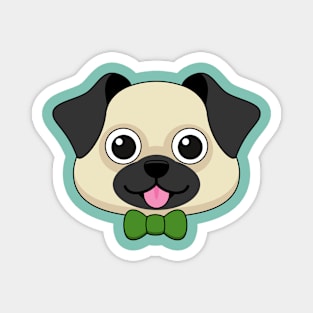 Cute Happy Pug Dog with Papillon Magnet