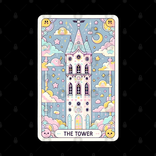 The Tower Tarot Card Cute Kawaii Pastel Goth by Lavender Celeste