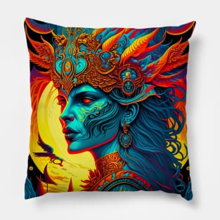 "Psychedelic Haunts: Unique and Colorful Halloween Horrors" Pillow