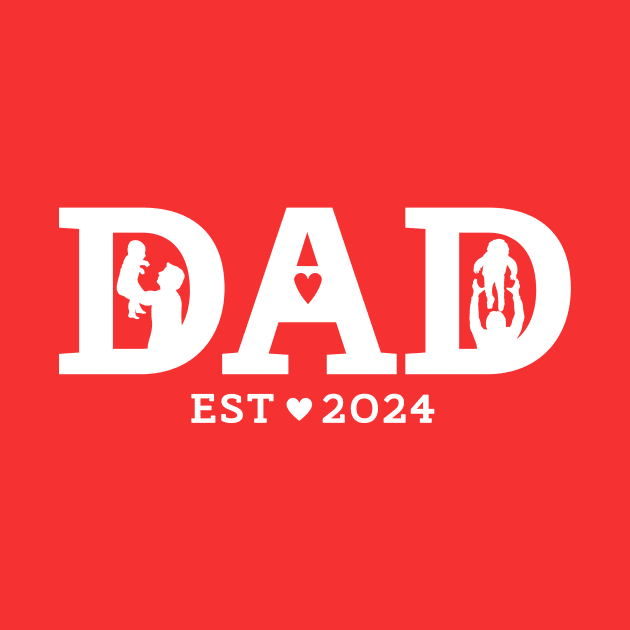 Dad est 2024 new Dad  white text by Cute Tees Kawaii