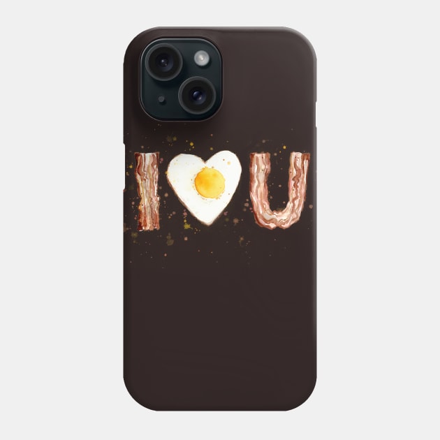 Bacon and Egg I HEART U Phone Case by Olechka