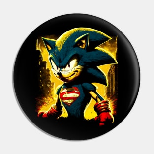 Angry Super hero Blue hedgehog Pin