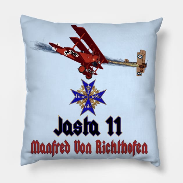 Red Baron Blue Max Pillow by DistractedGeek
