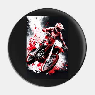 Dirt Bike With Red and Black Paint Splash Design Pin