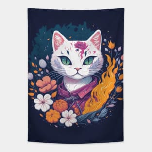 Floral Cat Tapestry