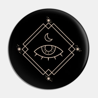 Line artwork - Mystic eye and moon symbol Pin