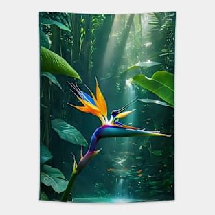 Tropical bird of paradise flower Tapestry