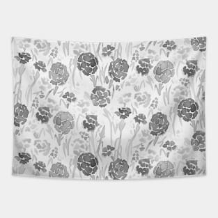 Gray Watercolor Carnation Tapestry