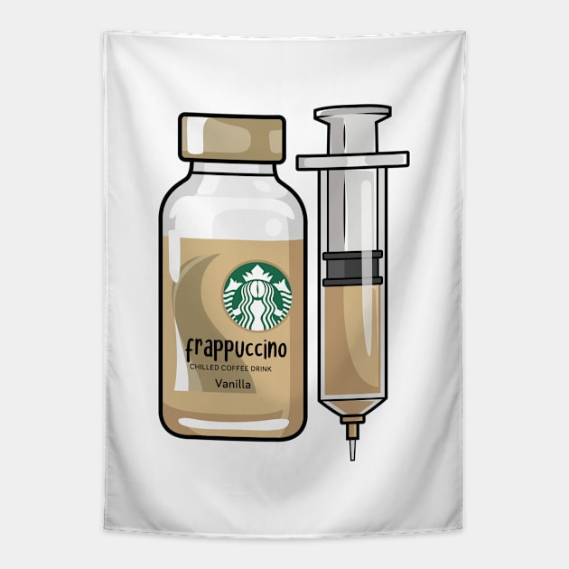 Chilled Vanilla Iced Coffee Drink Injection for medical and nursing students, nurses, doctors, and health workers who are coffee lovers Tapestry by spacedowl