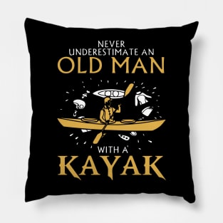 Old Man with a Kayak Gift Hobby Canoe Pillow