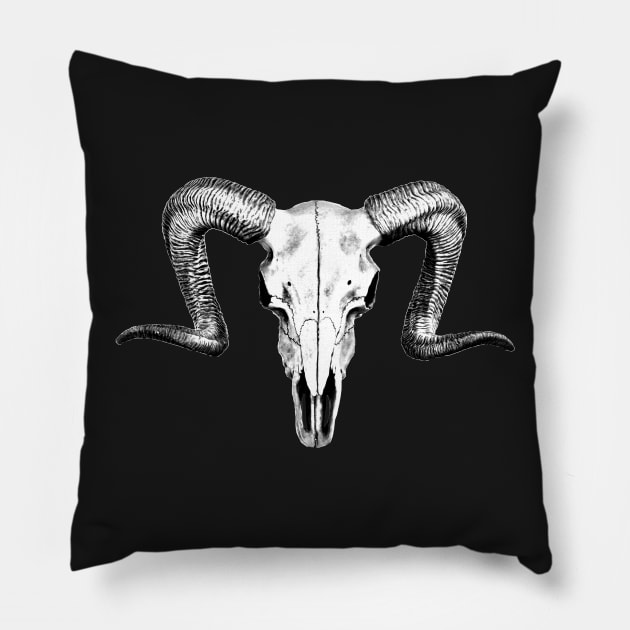 Gothic Ram Skull Pillow by dankdesigns