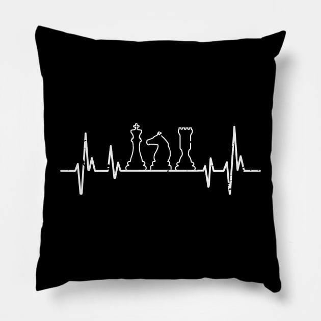 Chess Heartbeat / Chess Pieces / Chess Lover Pillow by fromherotozero
