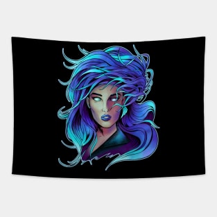 Blue Hair woman Tapestry