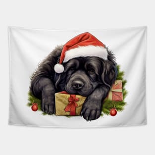 Lazy Newfoundland Dog at Christmas Tapestry