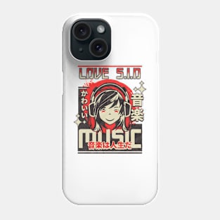 listening music//retro anime v5 Phone Case