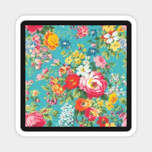 Cheerful Wildflowers, Blue, Orange, Pink  Flowers Magnet