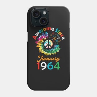 Funny Birthday Quote, Awesome Since January 1964, Retro Birthday Phone Case