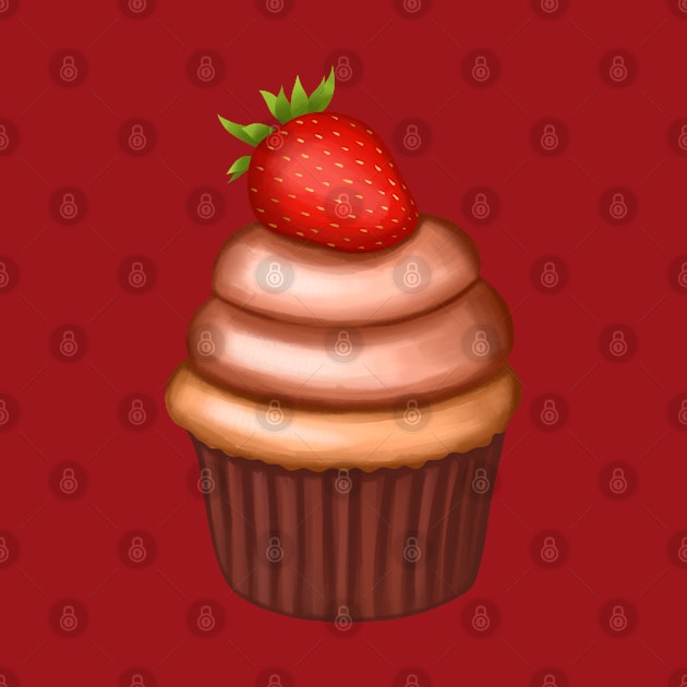 chocolate cupcake decorated with strawberry by Kuchinska design