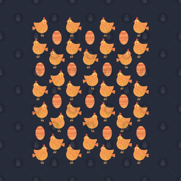 The cute yellow and red chicken and egg pattern by iulistration