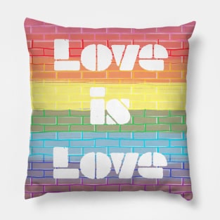 Pride Flag Brick Wall Design Pastel Love is Love Pillow