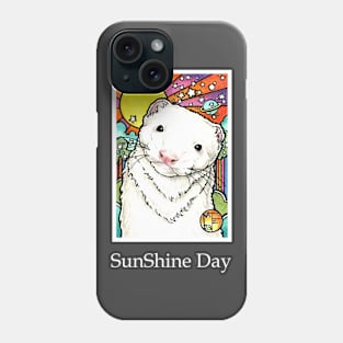 Sunny Happy Ferret - Sunshine Day - White Outlined Version Phone Case