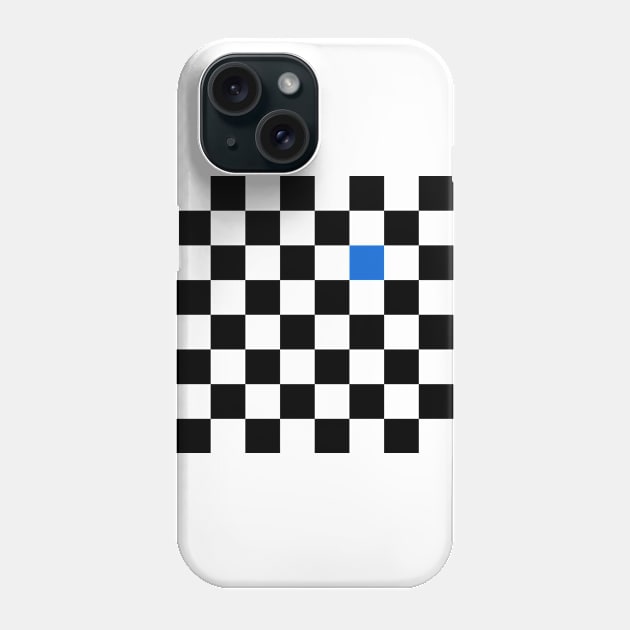 Checkered Black and White with One Blue Square Phone Case by AbstractIdeas