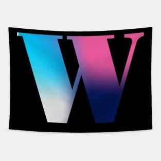 Capital Letter W Monogram Gradient Pink Blue White Tapestry